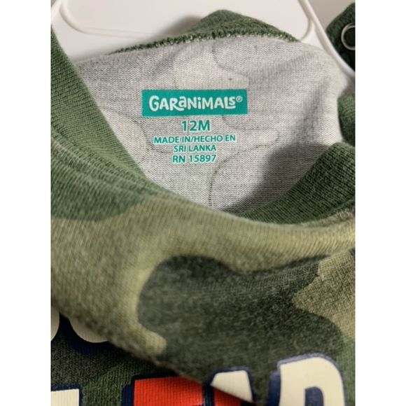 Garanimals Bundle 12M BLK WHT Gray / Olive Green Shirt & Pants (2) Set - Picture 6 of 6